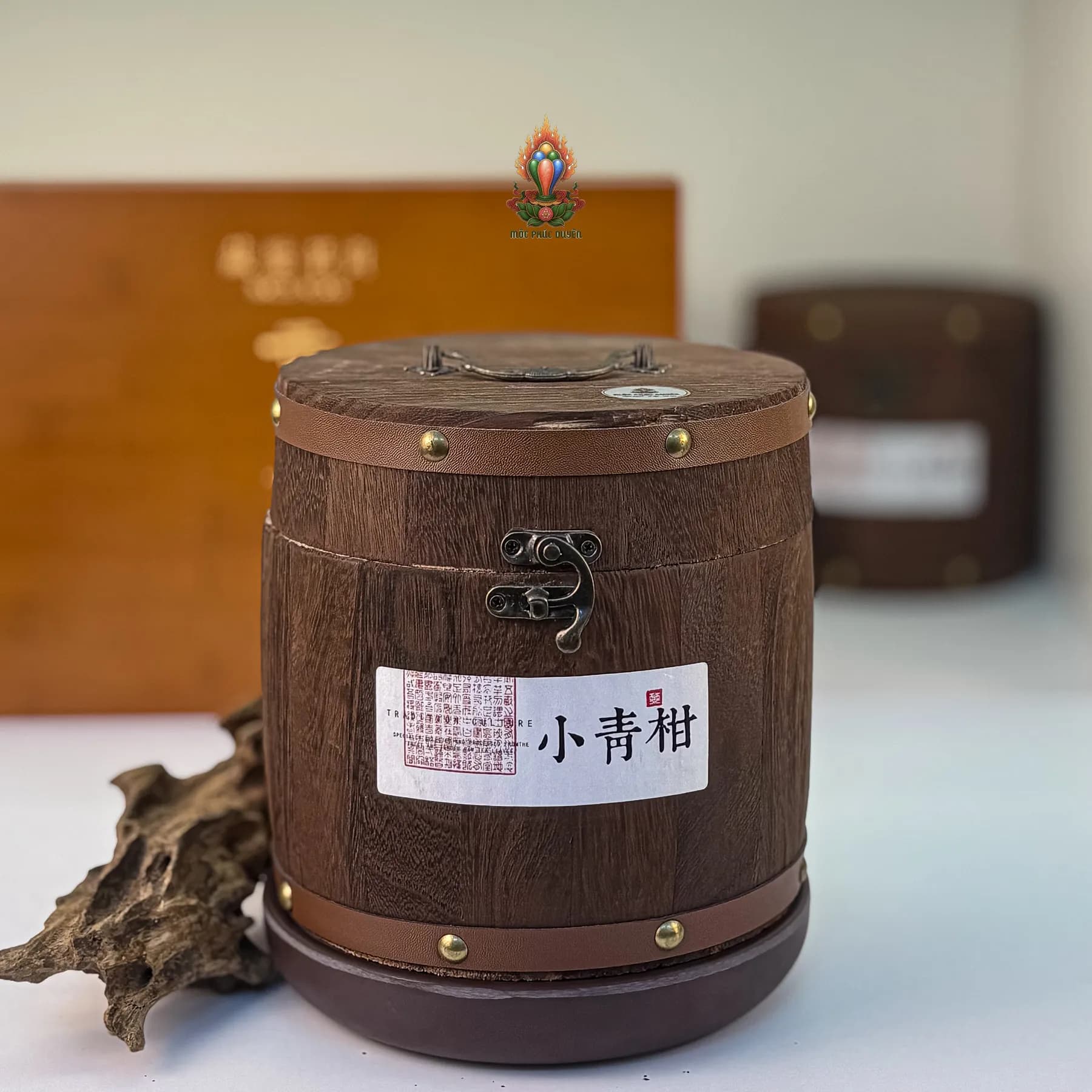 QUÀ TẶNG TRÀ PHỔ NHĨ QUÝT THÙNG GỖ CAO CẤP (500gram) 